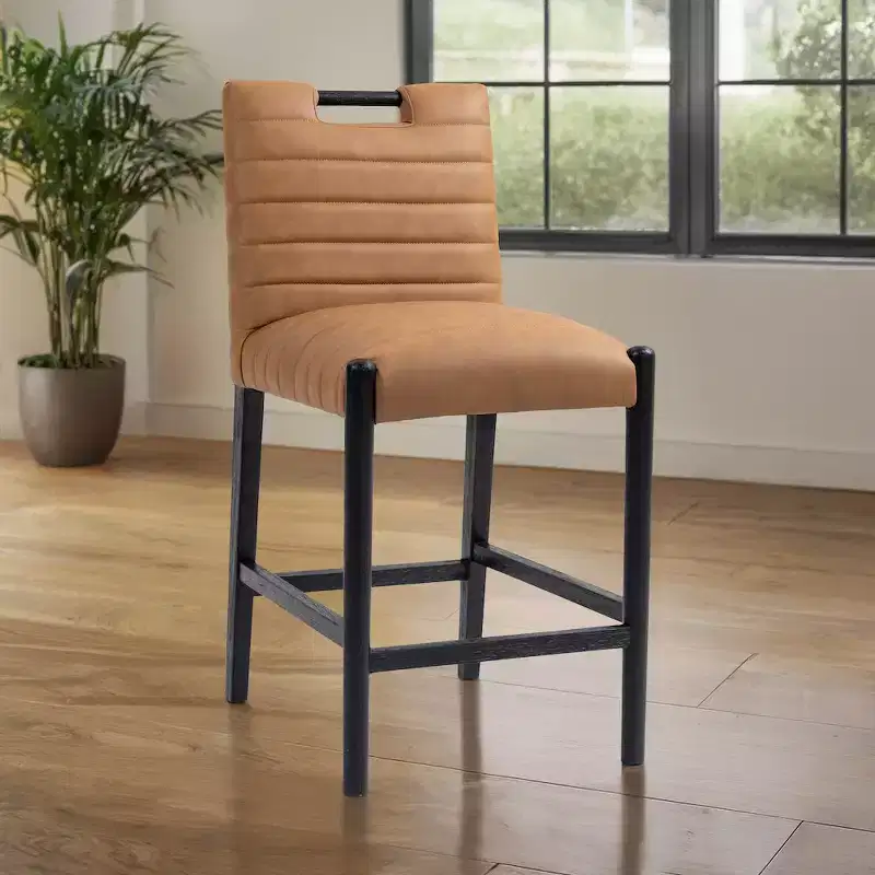 Meridian Furniture,Aimee Cognac Vegan Leather Counter Stool