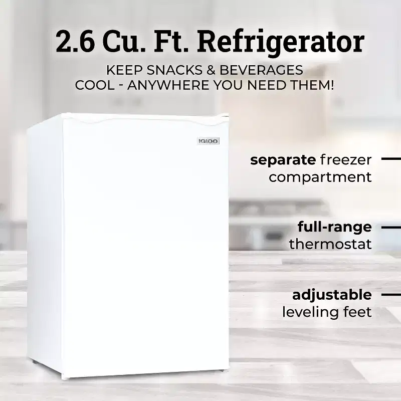 Igloo IRF26WH6A 2.6 Cu. Ft. Classic Compact Single Door Refrigerator Freezer - White