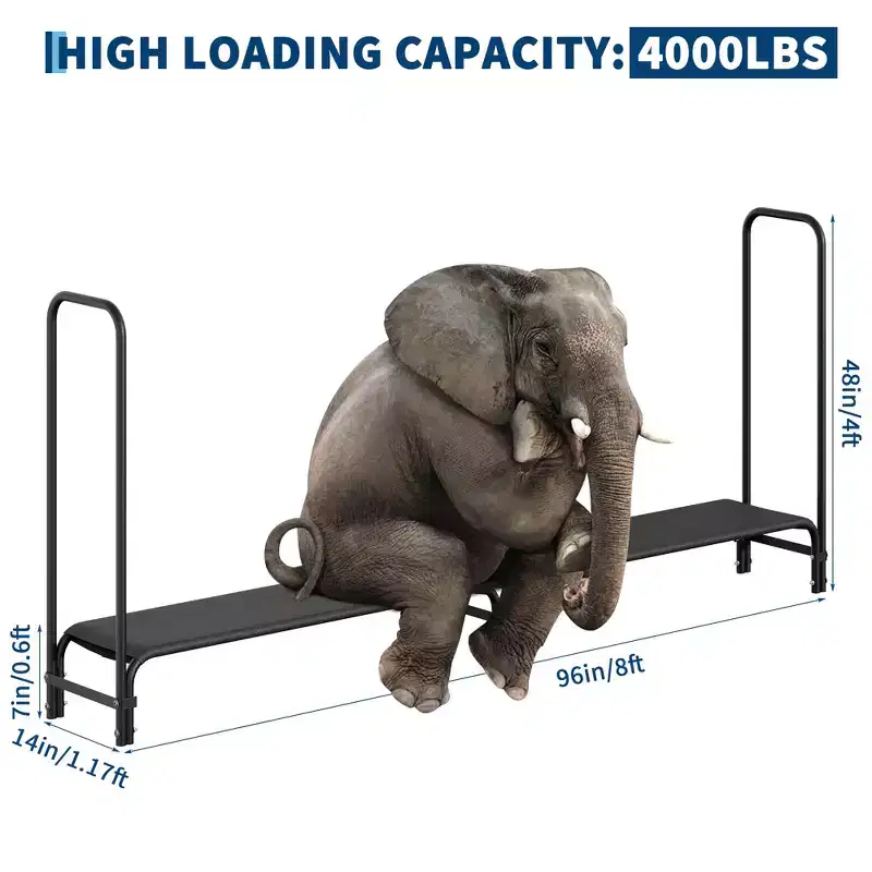 Black Heavy-Duty Firewood Rackfor Indoor/Outdoor Wood Storage