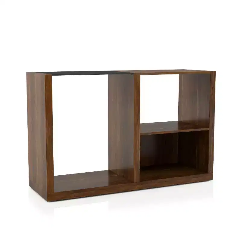 Glena Tempered Glass Insert Console Table Dark Walnut - miBasics