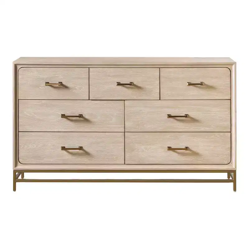 HOMES: Inside + Out 3pc Neovesi Wood 2 Nightstand and Dresser Set Boho Oak