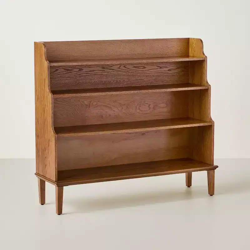 Wide Waterfall Bookcase - Oak Brown