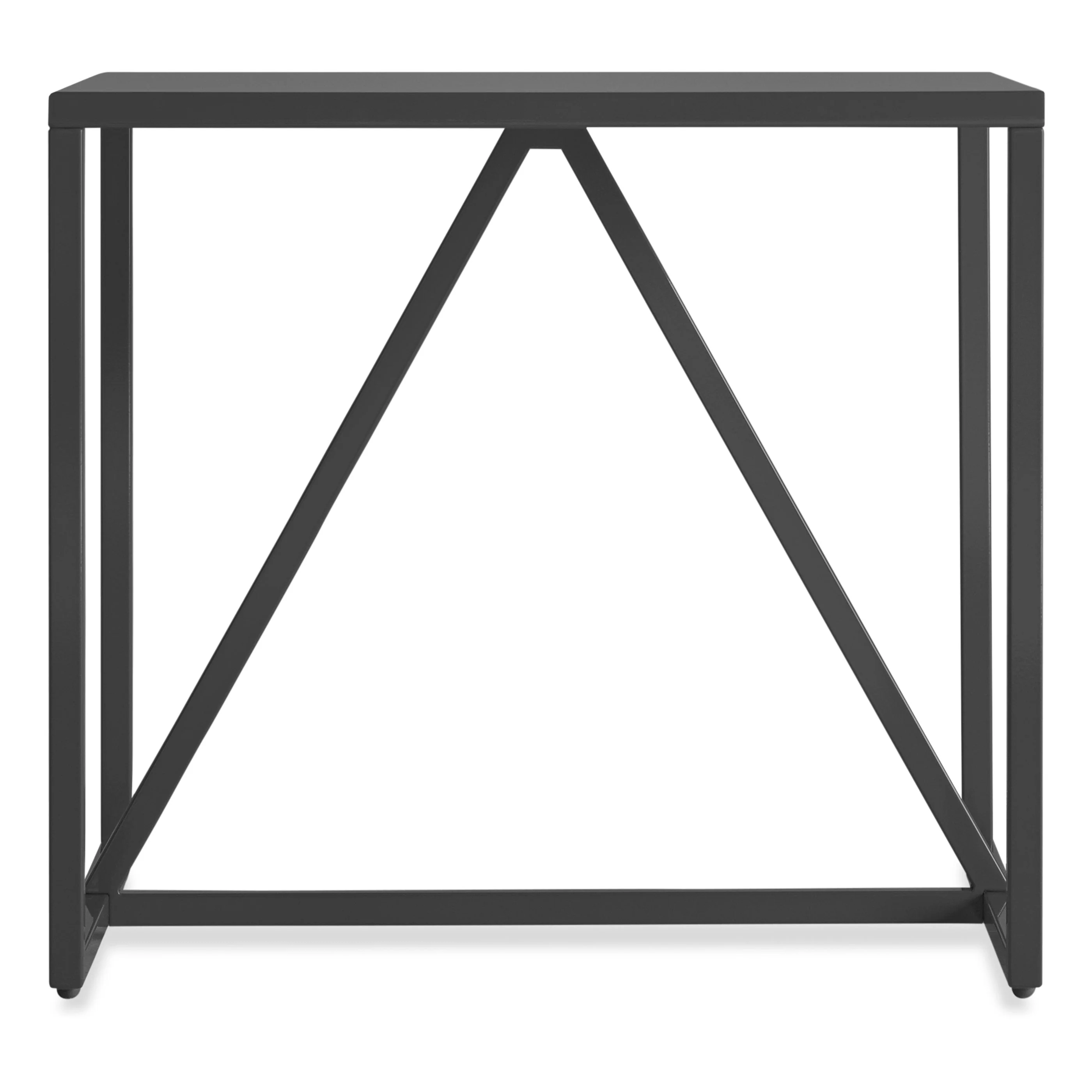 Modern Slate Grey Steel End Table with X-Frame Structure for Living Room