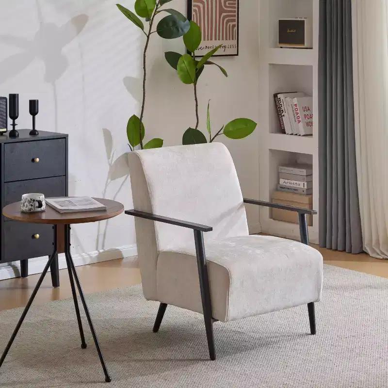 MAYEERTY Set of 2 26.38 Modern Lounge Chairs, Polyester Upholstery Sturdy Metal Frame Comfortable Cushions, Living Room Bedroom Office, Blue Gray