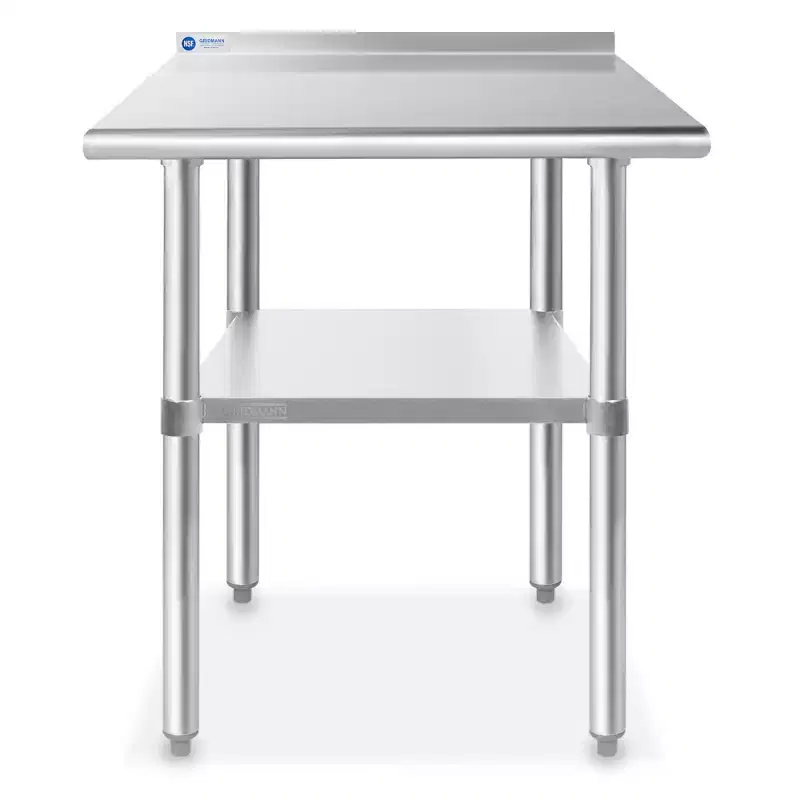 NSF Stainless Steel Commercial Kitchen Work and Prep Table with Backsplash and Undershelf