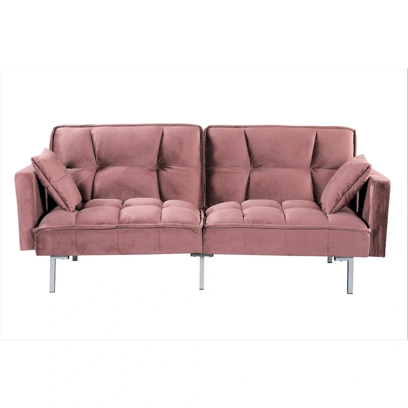 Bernal 75.6W Velvet Futon Sofa Bed Sleeper