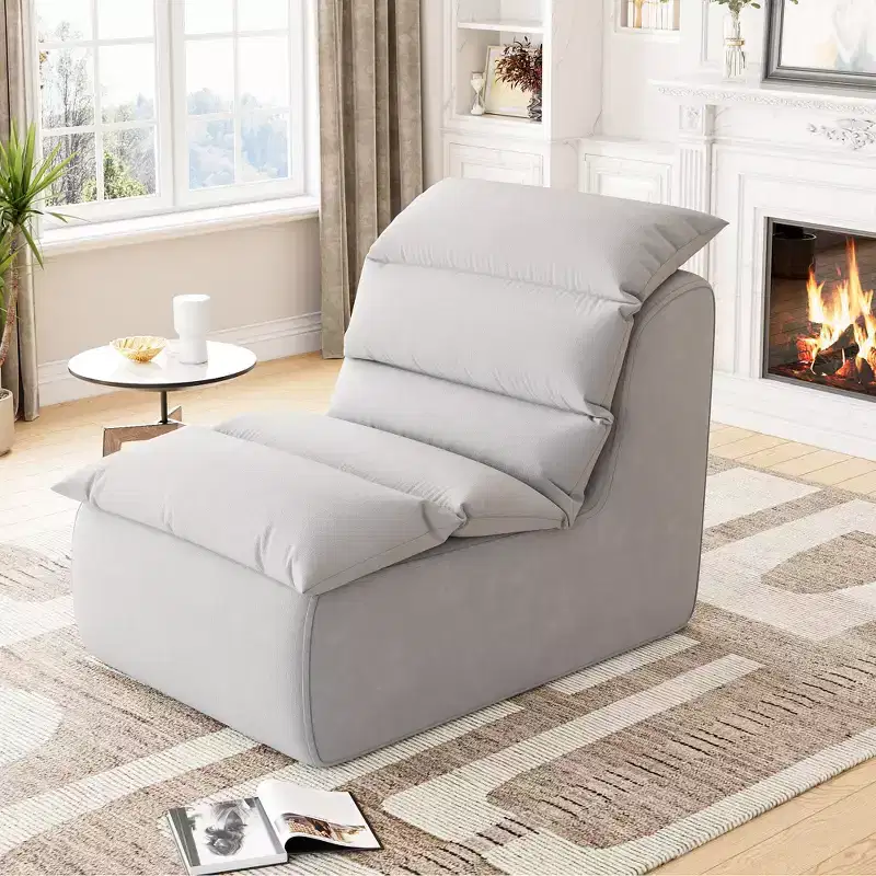 Bean Bag Chair, Lazy Floor Couch with High-Resilience Foam, Non-Slip Base, Beanbag Chairs for Adults, Fireside Chair for Living Room Bedroom