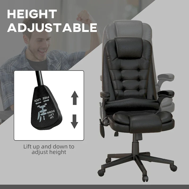 HOMCOM High Back Vibration Massage Office Chair with 6 Vibration Points, Beige