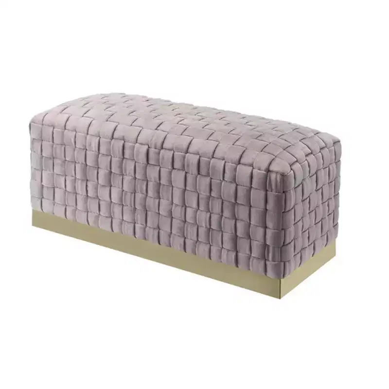 Nicole Miller Satine Velvet Hand Woven Bench with Base