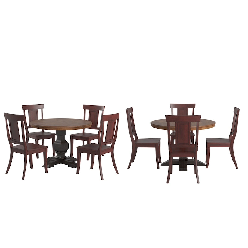 Ronda 45 Round Solid Wood Top Dining Set with Panel Back Chairs