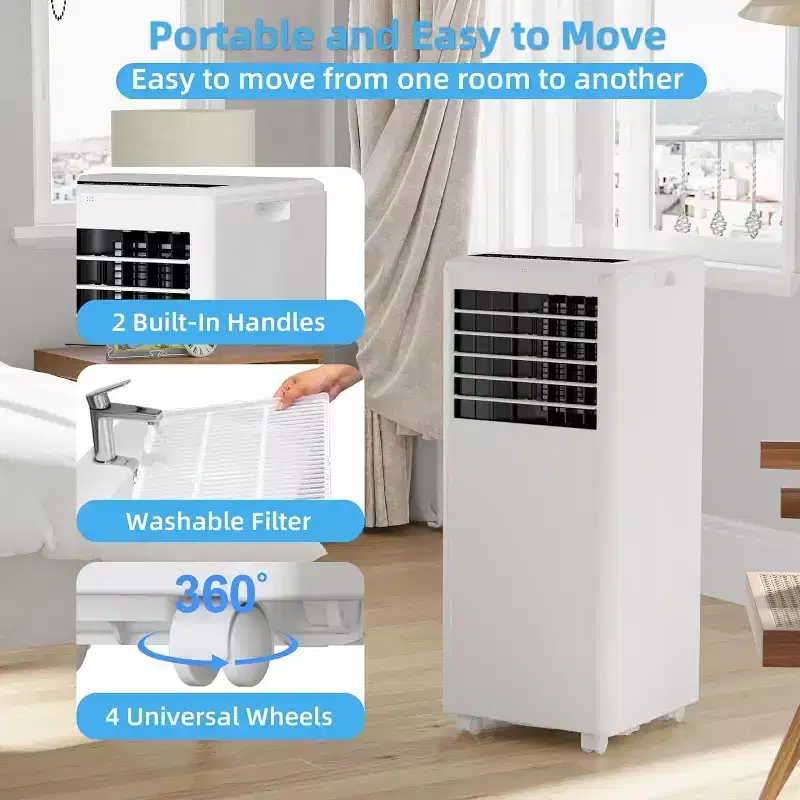 Acekool 8,000 BTU Portable Air Conditioner, 3-in-1 AC with Fan & Dehumidifier, Sleep Mode, Cools Rooms up to 250 Sq Ft