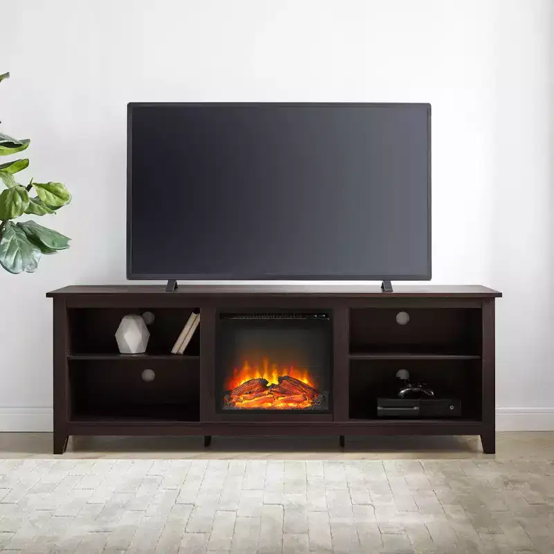 GDFStudio Colcord Modern Wood 70 Fireplace TV Stand with 2 Shelves