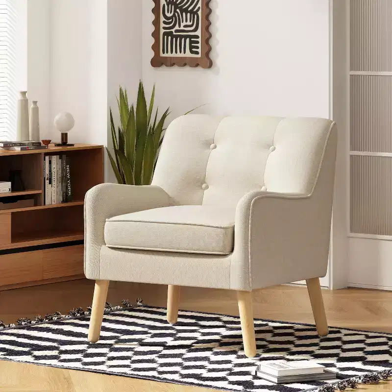 Christopher Knight Home Calix Mid-Century Modern Button Tufted Upholstered Accent Chair