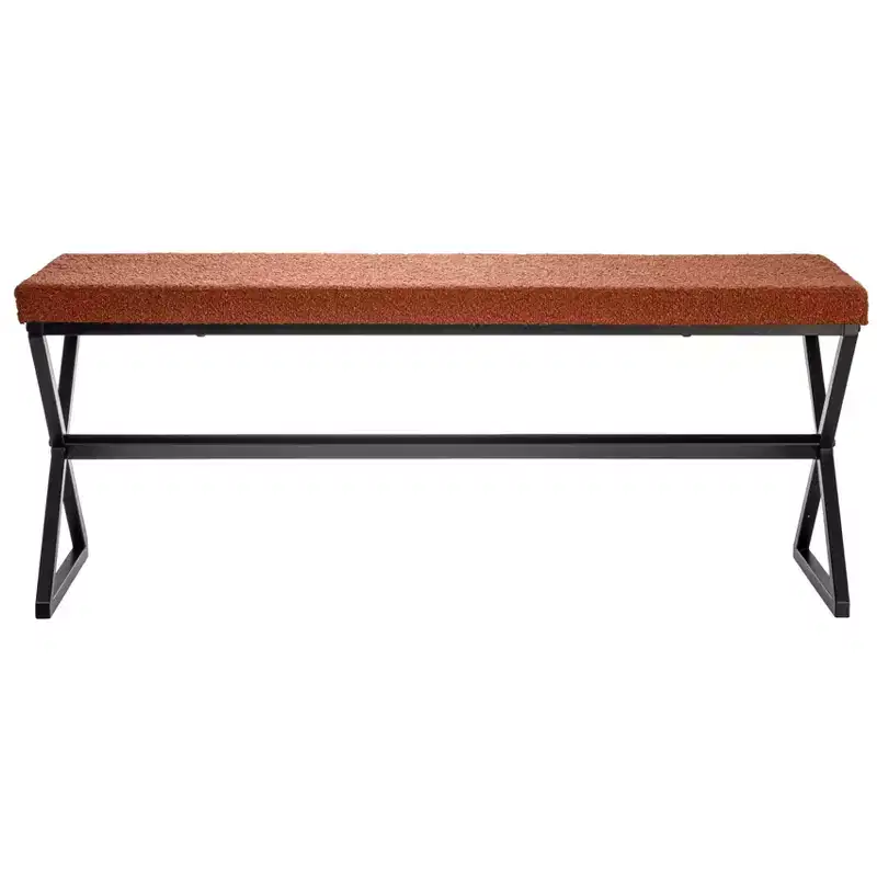 Harper Metal Bench with Boucle Upholstered Cushion