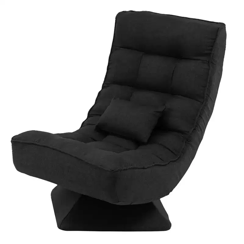 Costway 360 Swivel Floor Chair 5-Level Adjustable Lazy Chair w/ Massage Pillow Grey\Black\Brown