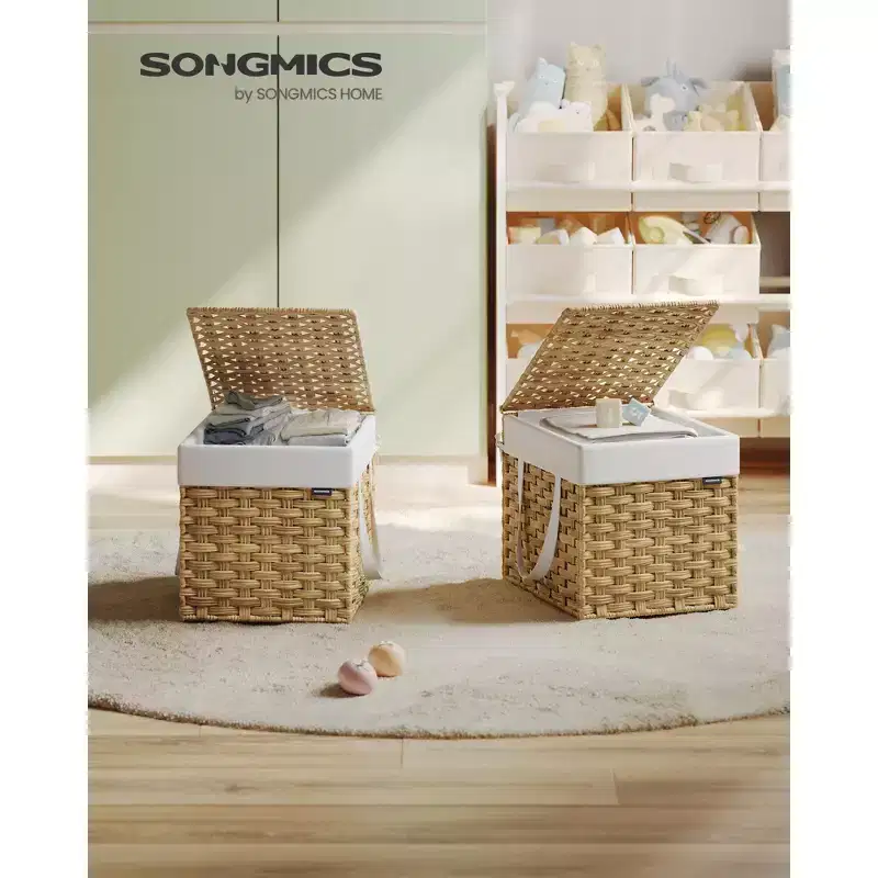 Foldable Laundry Hamper with Lid and Removable Liner, 9.5 Gallon, Yellow