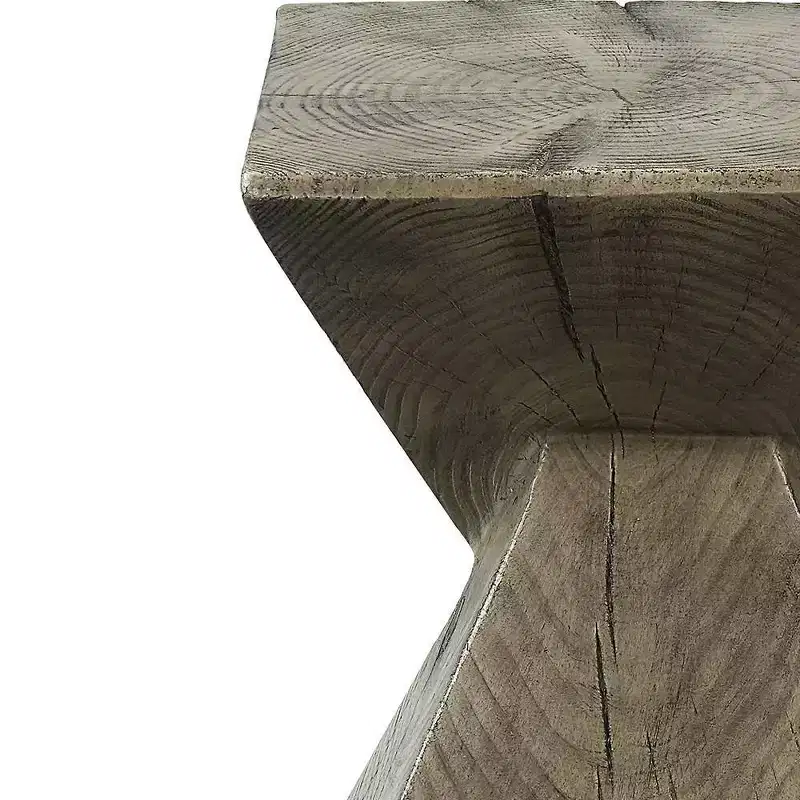 13" Zahi Accent Table Weathered Oak Finish - Acme Furniture: Modern Rectangle Cement, Space-Saving Design