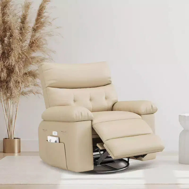 Extra Wide Swivel Rocking Recliner Chair with Massage and Electric Recline – Seat 26.77