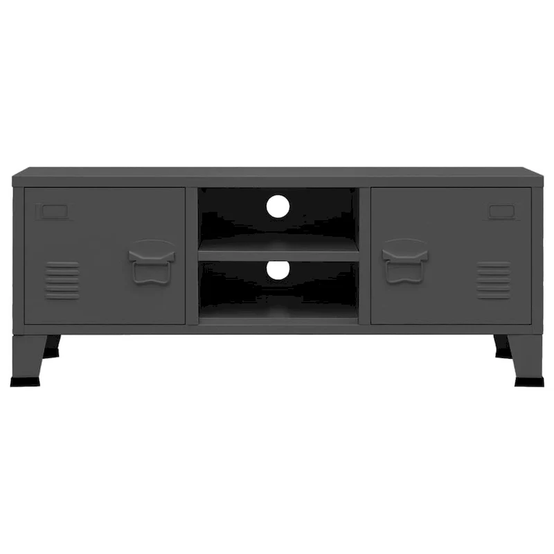 Industrial Metal TV Stand with 2 Doors and Storage Shelf - 41.3W