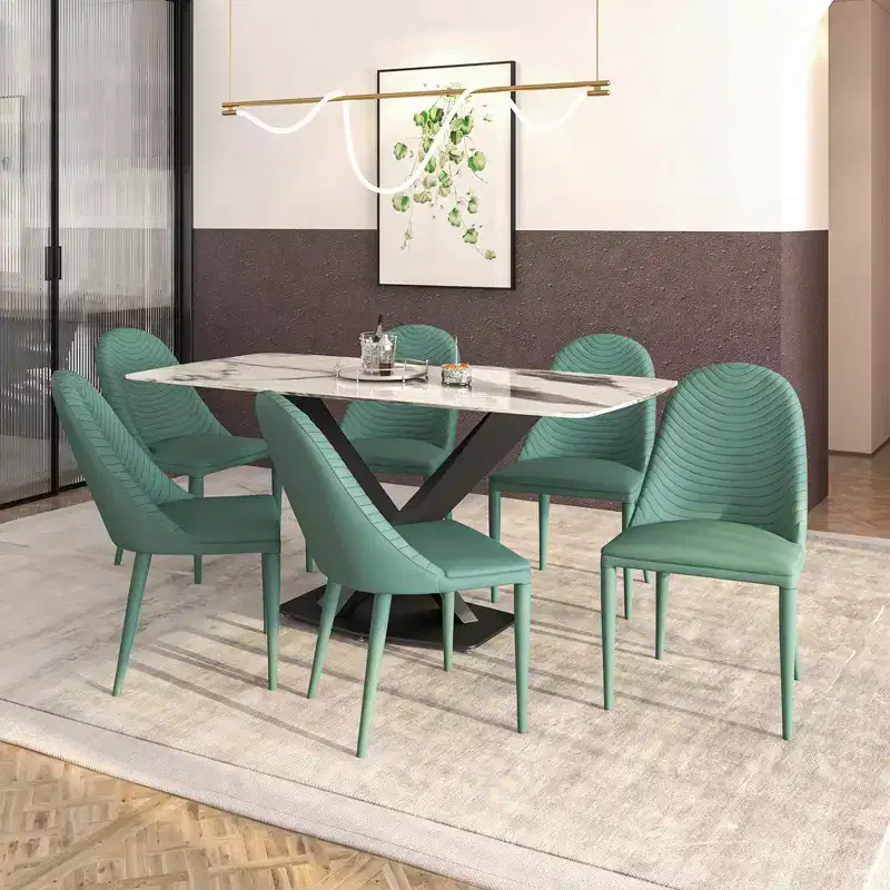 Modern Armless Dining Chair – Upholstered PU Leather with Metal Legs