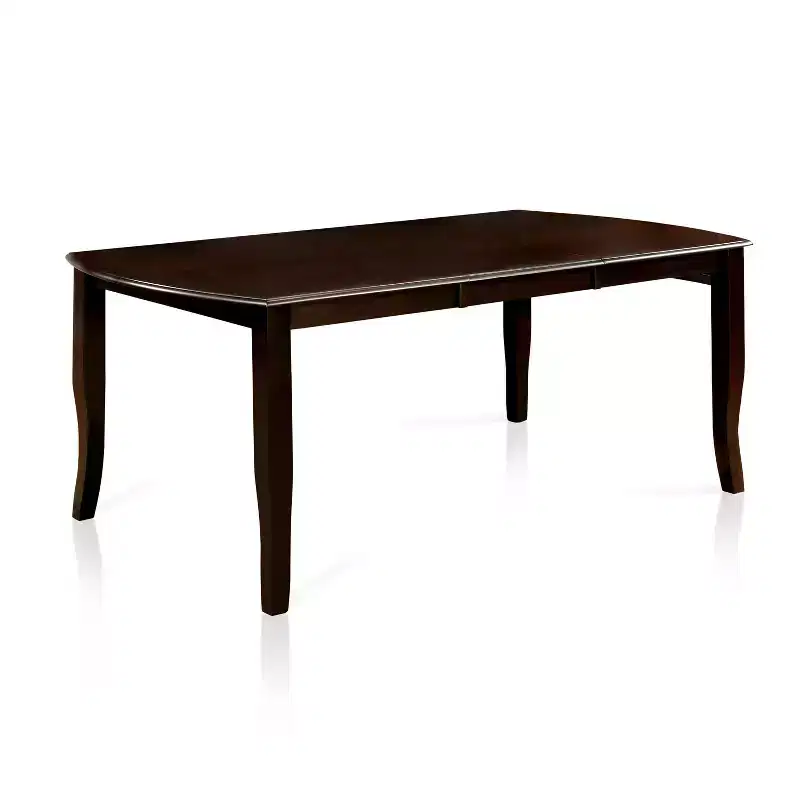 Burton Rounded Wooden Extendable Dining Table Espresso - miBasics: Seats 4-8, Transitional Style, Removable Leaf