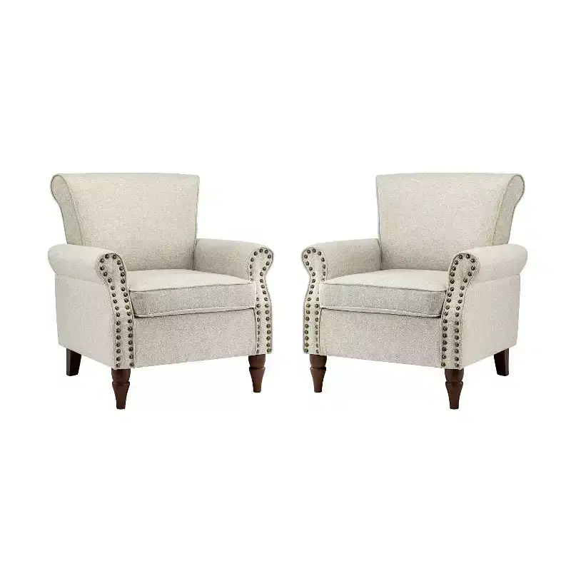 Upholstered Accent Armchair with Arms, Set of 2 (Seats 1)