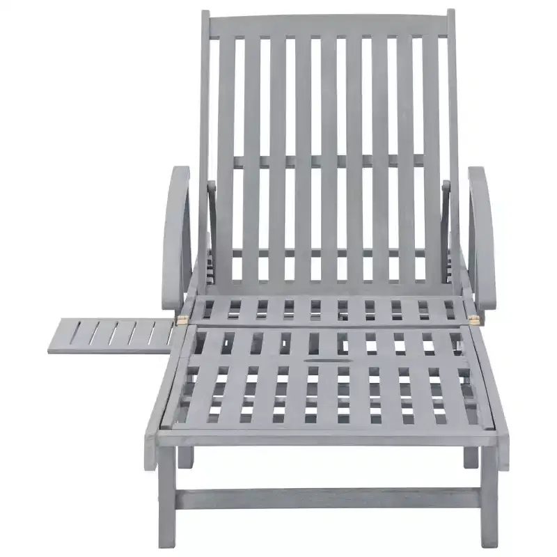 vidaXL Sunlounger Grey Solid acacia wood Extra Long