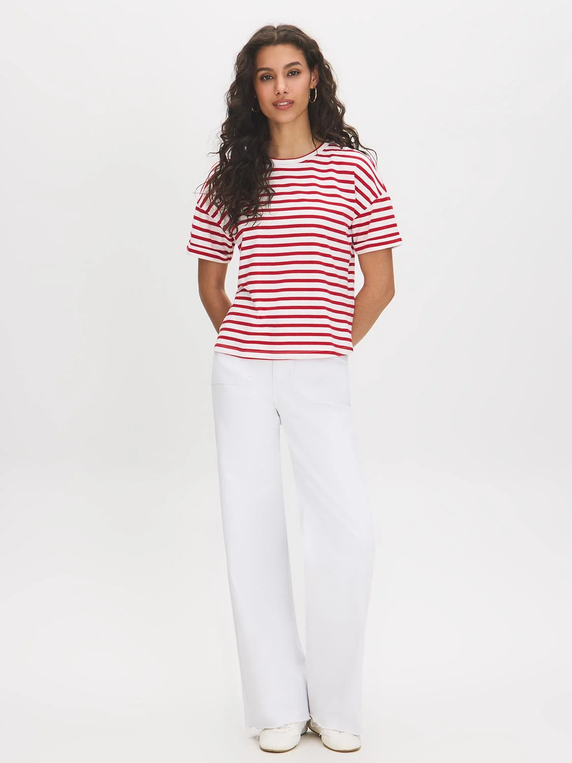 Striped Cotton Crew Neck Tee