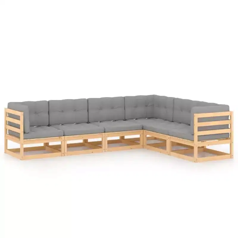 vidaXL Garden Lounge Set Natural Wood and Grey