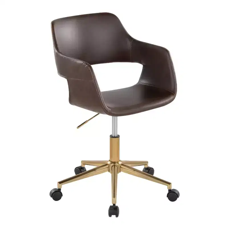 Margarite Task Chair Gold/Espresso PU
