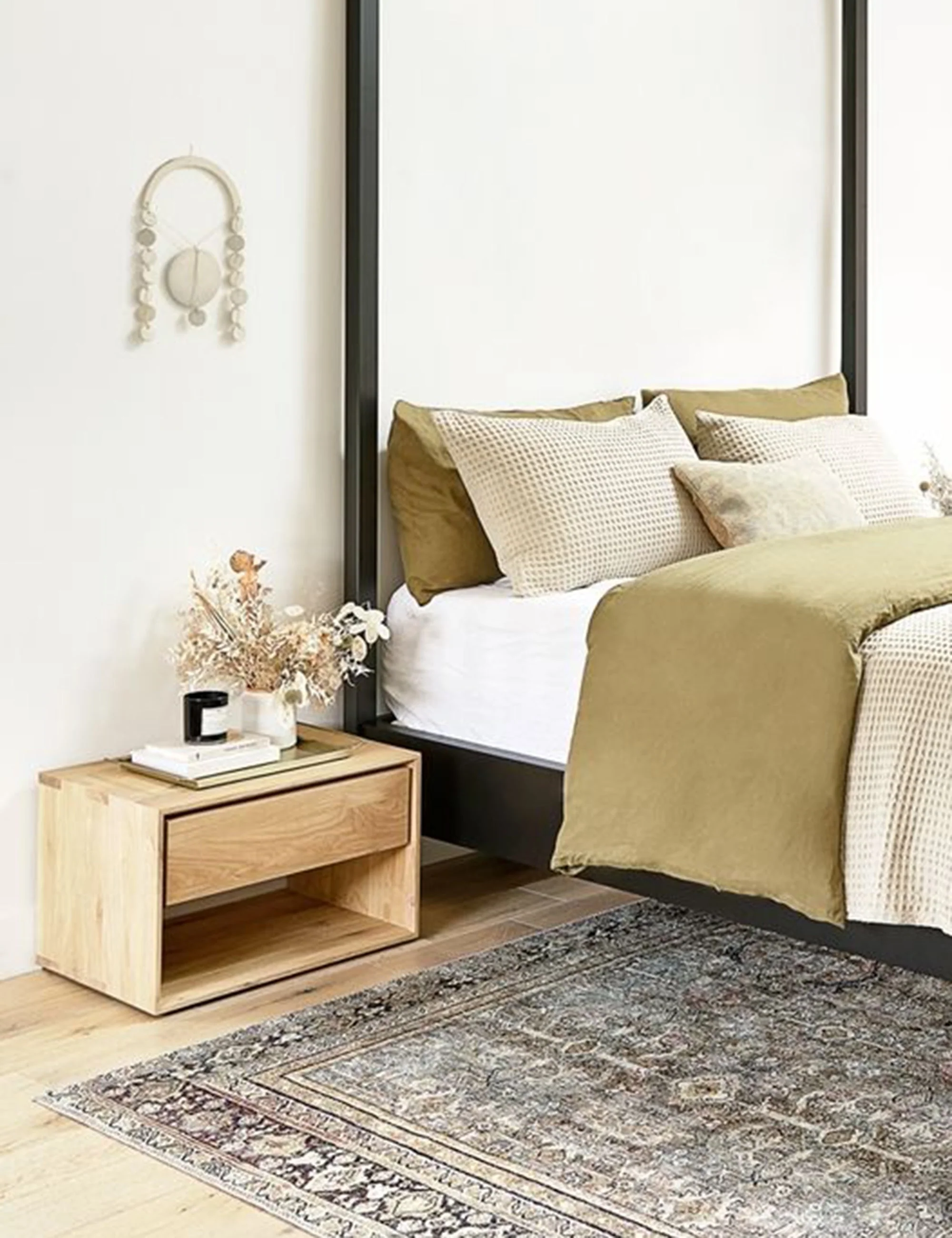 Nightstand The is all about negative space. This bedside table's cutout details give it a cool floating look; an undebly modern