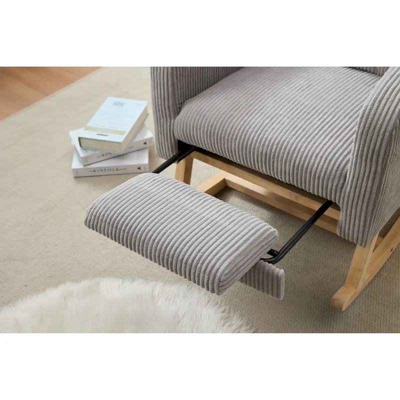 Upholstered Nursery Glider Rocker with Solid Wood Base