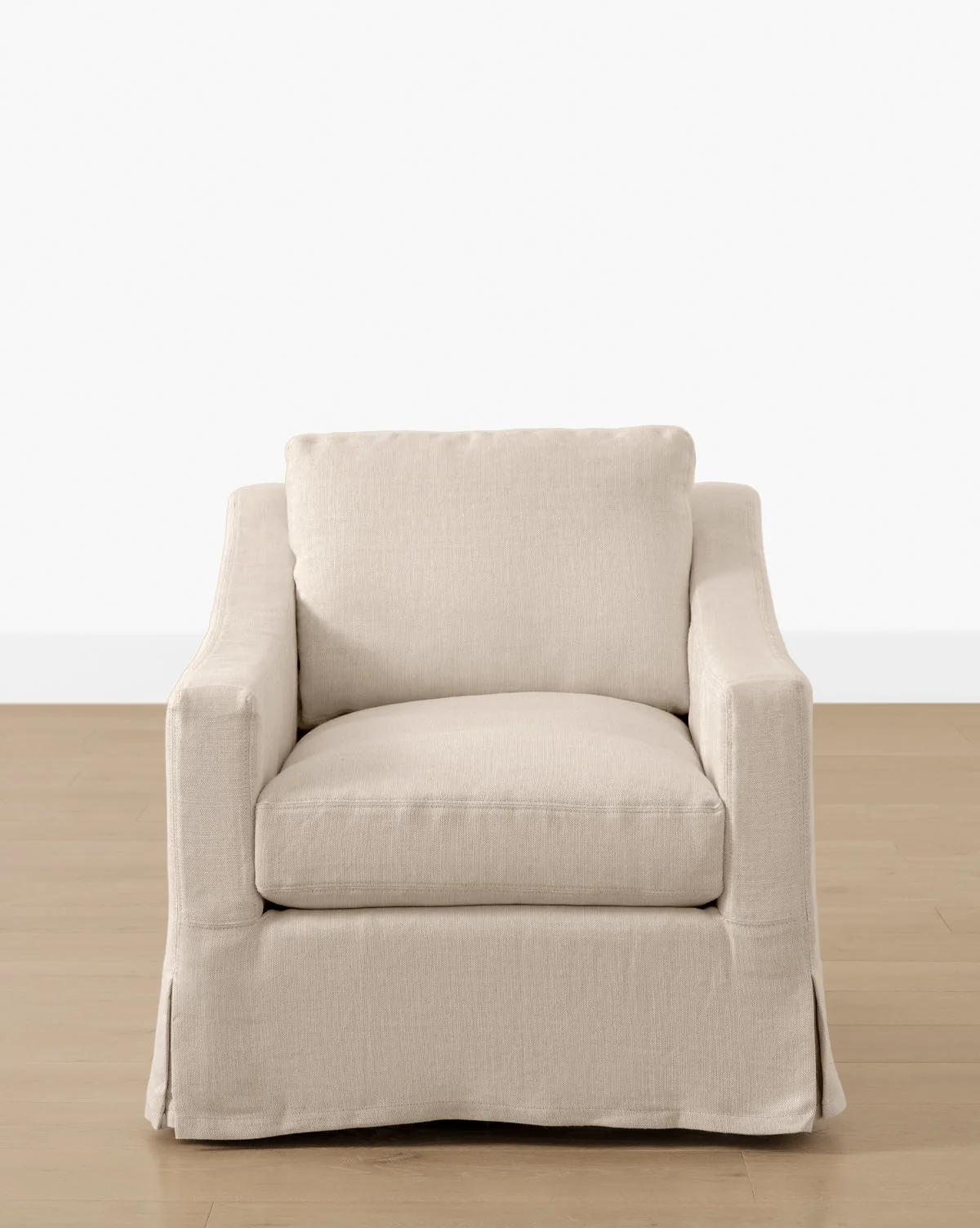 Classic Slipcovered Swivel Armchair with Deep Comfortable Seating for Living Room