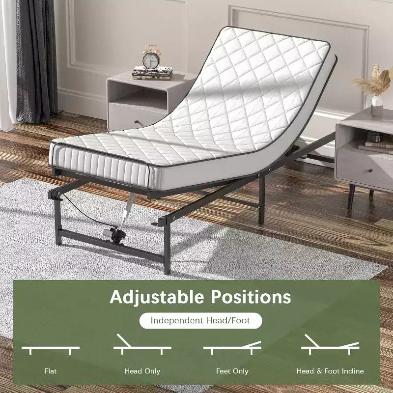 Sandinrayli Adjustable Bed Frame Electric Bed Base with Remote Control , Twin XL