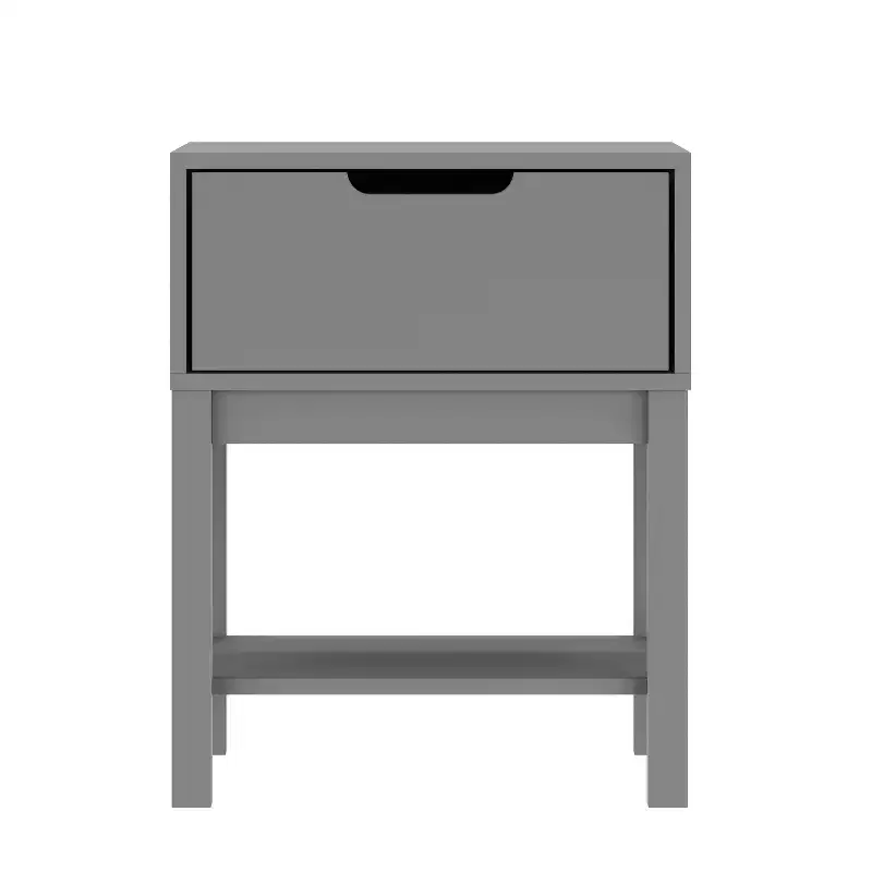 Kids Single-Drawer Nightstand with Solid Wood Frame & Open Shelf
