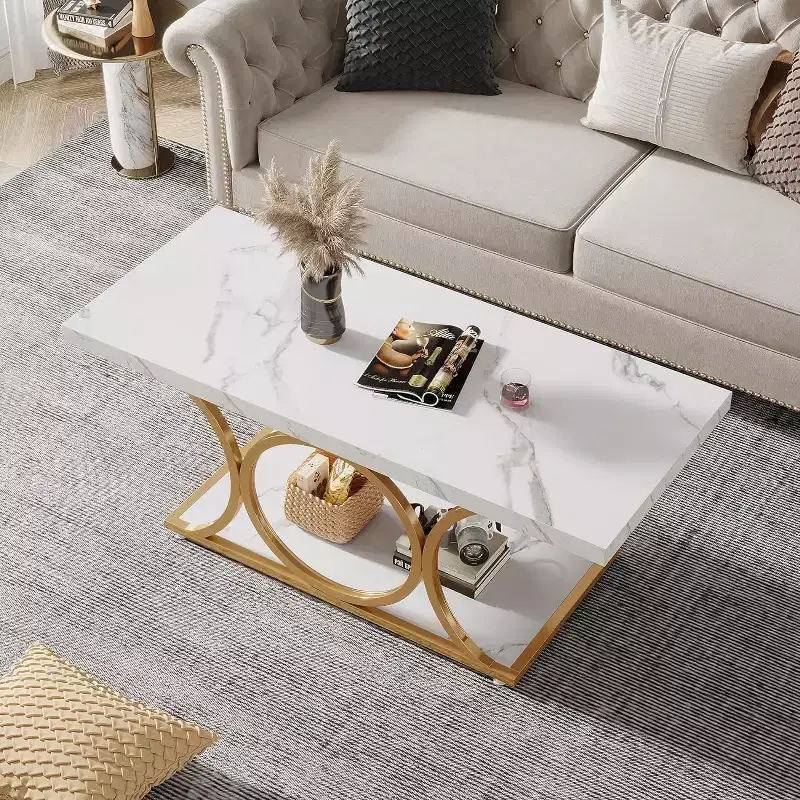 Lantine 47.24-inch 2-Tier Rectangle Coffee Table