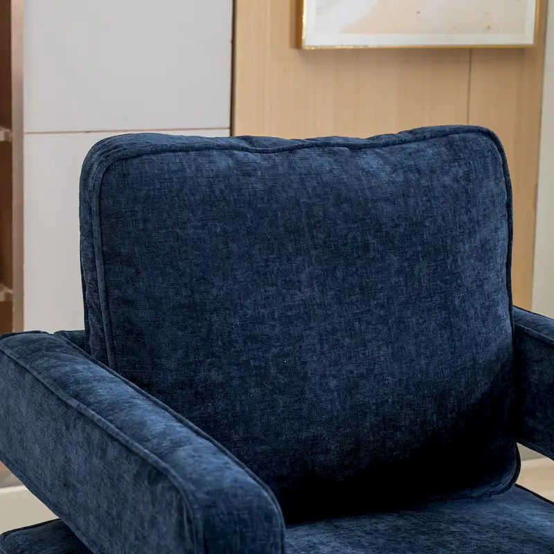 Modern Upholstered Swivel Open-Back Barrel Chair With Pillow