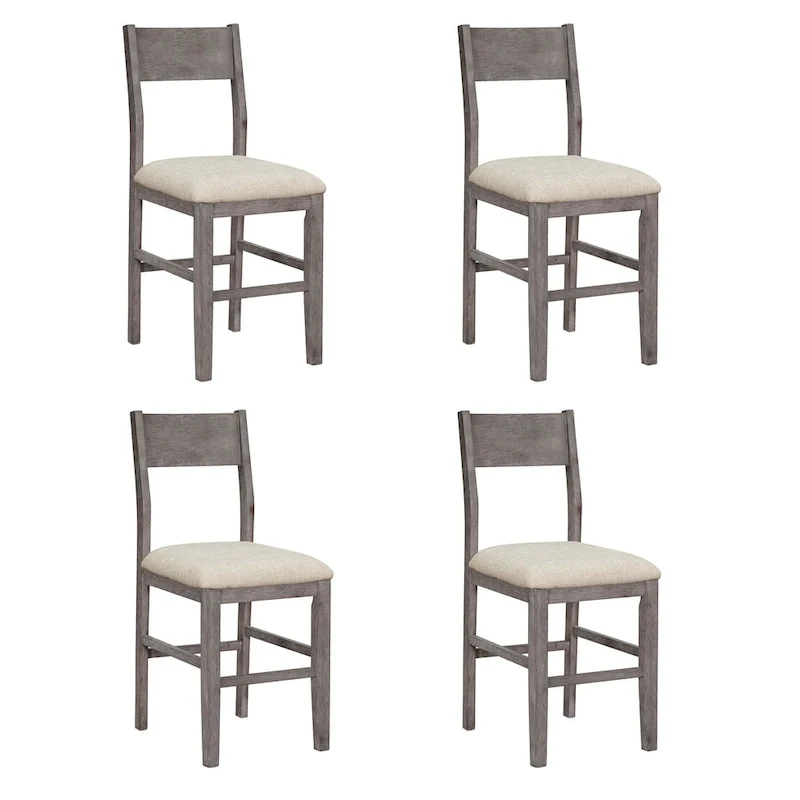 5 Pcs Counter Height Dining Table Set, Solid Wood Kitchen Dining Table Set with Rectangular Dining Table and 4 Dining Chairs