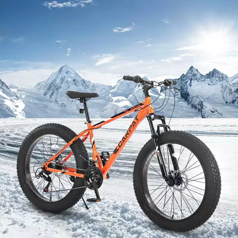 NAYSAYE Bicycle 26 Inch Fat Tire Bike 21 Speeds Full Gearing for Adults and Youth for Off Road, Orange, 74*25*41