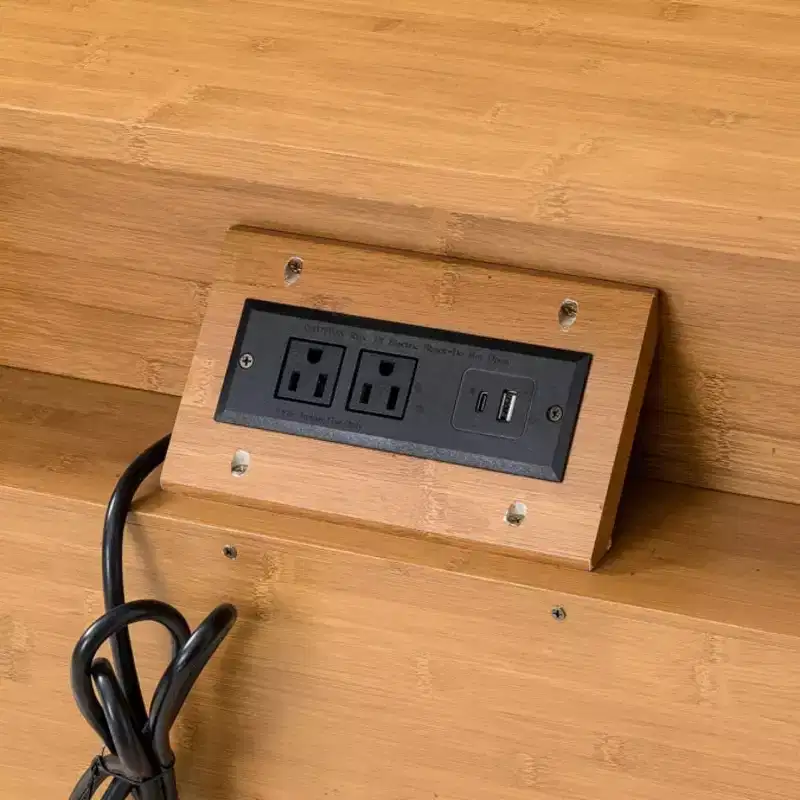 Mid-Century Nightstand with Charging Station & 2 Drawers
