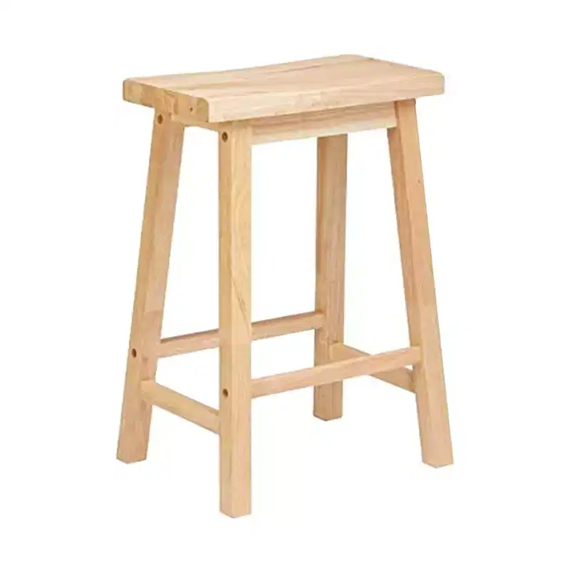 PJ Wood Classic Saddle-Seat 29 Tall Kitchen Counter Stool for Homes, Dining Spaces, and Bars w/Backless Seat, 4 Square Legs, Natural (3 Pack)