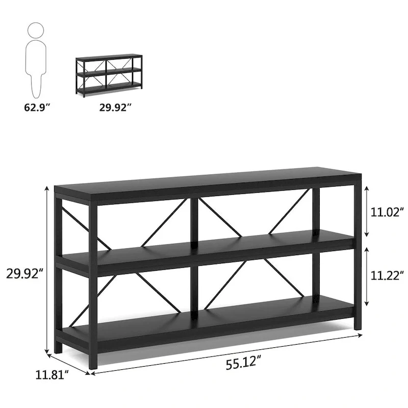 Sofa Console Table, 3 Tiers TV Console Stand, Entryway Table