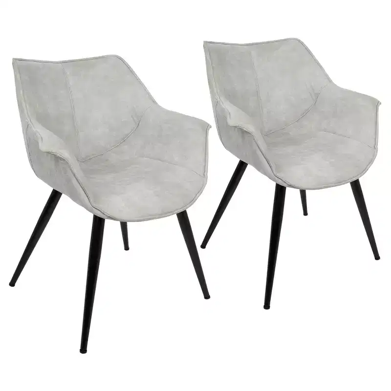 Set of 2 Wrangler Contemporary Accent Chair Light Gray - Lumisource: Suede-Like Upholstery, Metal Legs, Attached Cushions