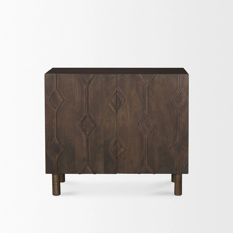 Heera Dark Brown Diamond Motif w/ Shelf Accent Cabinet - 36.0L x 16.3W x 32.0H