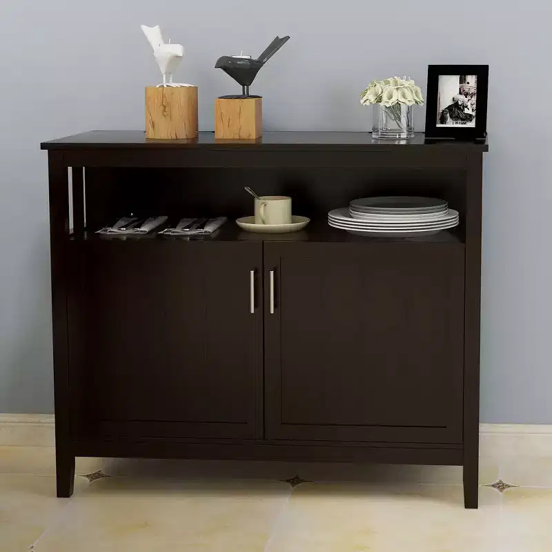 Okak Buffet Cabinet with Storage, Kitchen Sideboard with 1 Open Shelf & 1 Adjustable Shelves, Accent Console Table for Living/Dining Room
