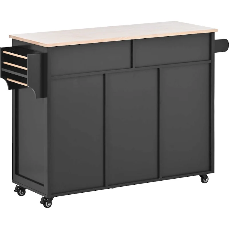 53 in. W Kitchen Island with Countertop and Drawers - N/A