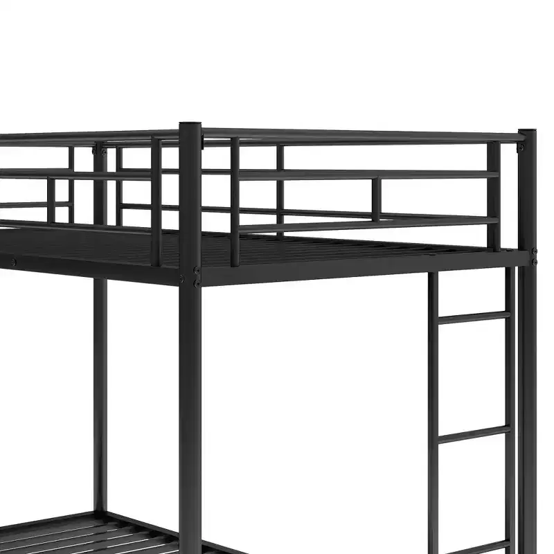 Whisen Metal Twin over Twin Bunk Bed with Trundle and 2 ladders