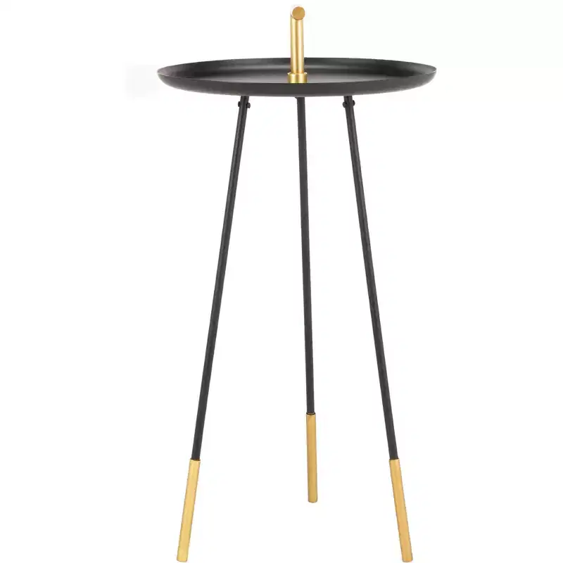 Delia Handle Side Table - FOX4524A - Black/Gold - Safavieh Couture