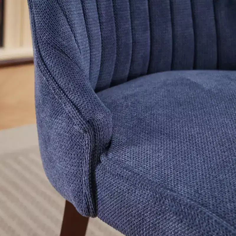 CLIHOME Set of 2 Rayon Cloth Flocking Linen Dining Chairs Channel Kitchen Dinner Chair Comfy Fabric Upholstered Accent Chair
