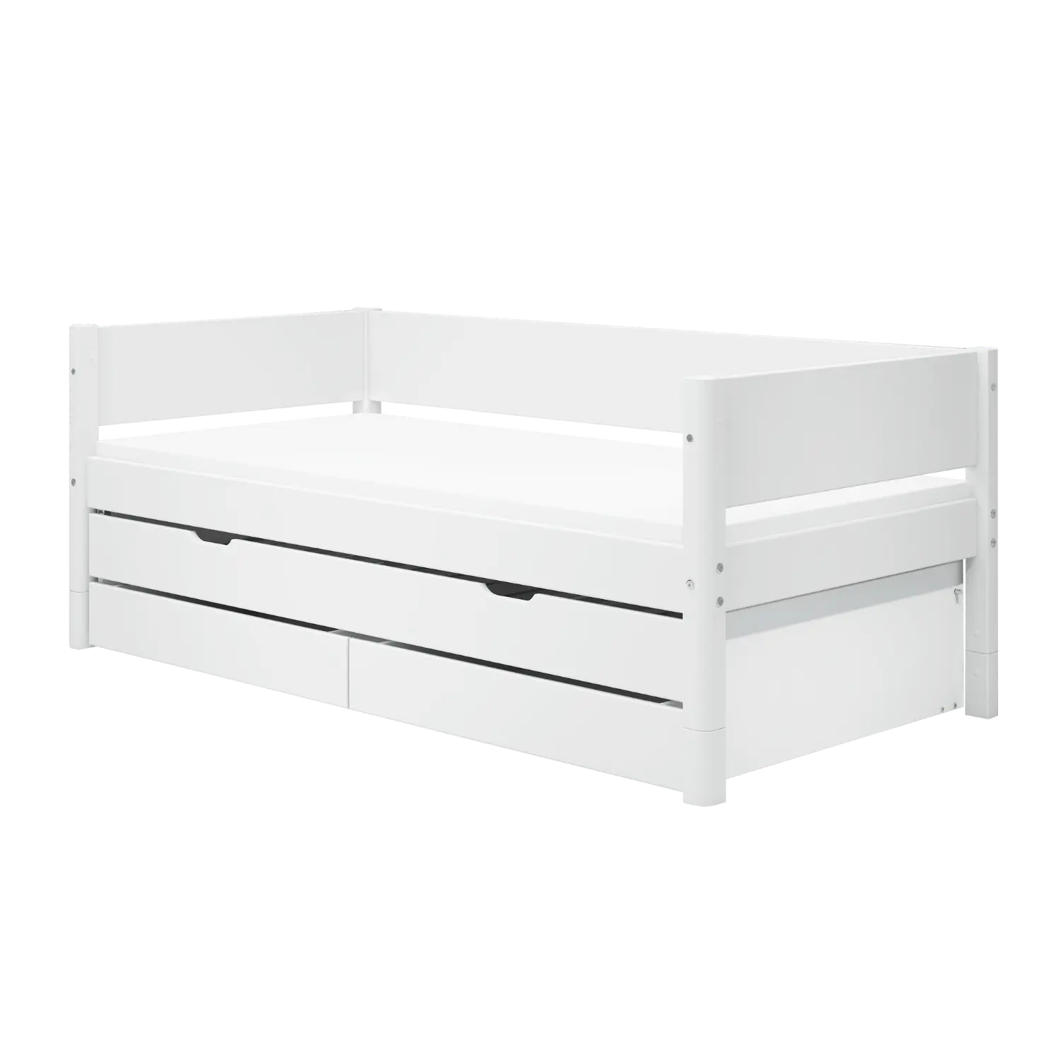 Single Bed with Pull-out Bed and Storage, 90x200 cm, White